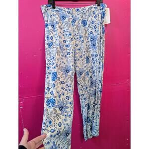 Stella Parker Blue White Floral 100% Rayon Pants XL 1X